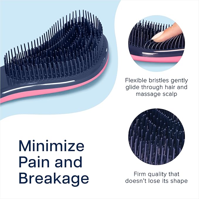 Hair Tamer "Ergo" Detangling Hair Brush [Single brush: Pink or Chrome (random color)]